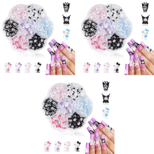 MAYCREATE® 210PCS 3D Nail Decals Flatback Charms Sanrio 7 Designs Kuromi Kitty Themed Resin Cartoon for DIY Art Handcrafts Decorations MAYCREATE® 210PCS 3D Nail Decals Flatback Charms Sanrio 7 Designs Kuromi Kitty Themed Resin Cartoon for DIY Art Handcrafts Decorations